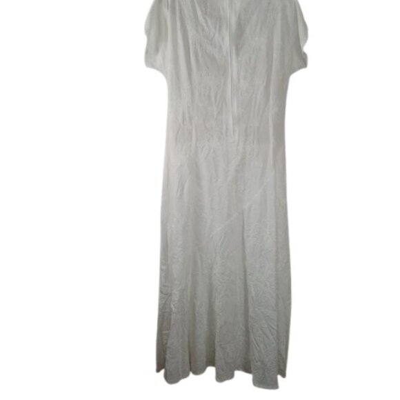 Vintage Silky Line Womens Maxi Dress White Floral Embroidered Cottagecore M - Picture 3 of 3